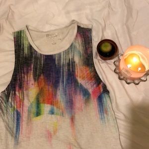 White and rainbow Muscle Top
